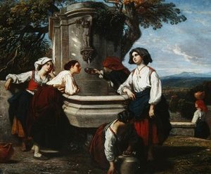 噴水でのオサロワーズ女性、1845年頃