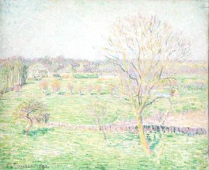 春のクルミの木がある畑 作： Camille Jacob Pissarro