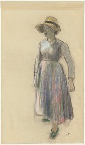 麦わら帽子をかぶった農民の少女、c。 1892年。 作： Camille Pissarro