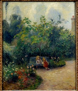 エルミタージュの庭の一角（マチュランの庭） カミーユ・ピサロ（1830-1903）の絵画 1877年。薄さ0.55×0.46m パリ、オルセー美術館 作： Camille Jacob Pissarro