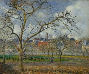 冬のポントワーズの果樹園 作： Camille Pissarro