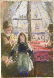 窓際、Rue des Trois Frères 作： Camille Pissarro