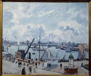 前方のアーブル港、サザンプトン埠頭 カミーユ・ピサロ（1830-1903）による絵画 1903年 ル・アーブル、Musee des Beaux Arts 作： Camille Jacob Pissarro