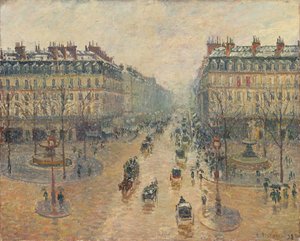 朝のオペラ通り、雪の効果 作： Camille Pissarro