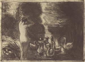 Geese Bather (ギースと水浴) 作： Camille Pissarro