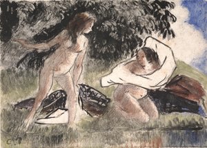 入浴者 作： Camille Jacob Pissarro