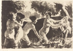 水浴者レスリングBaigneuses luttants、c。 1896年。 作： Camille Pissarro