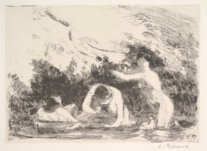 森の銀行の日陰の入浴者、1894年。 作： Camille Jacob Pissarro