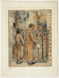 乞食の女たち 1894年頃（カラーエッチング、ドライポイント、アクアチント、象牙、紙） 作： Camille Pissarro