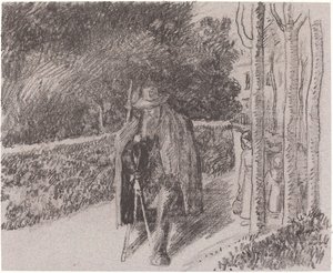 松葉杖を持った物乞い (Mendiant a la bequille) 作： Camille Pissarro