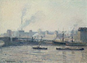 カミーユ・ピサロ、1896年 - サン・セーヴル橋、ルーアン、ミスト 作： カミーユ・ピサロ