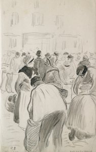 1881年、ポントワーズの市場の構図の研究 作： Camille Pissarro