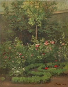 バラ園。 1862 作： Camille Jacob Pissarro