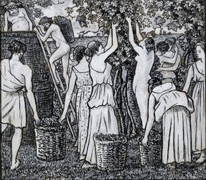 ブドウの収穫、「ダフニスとクロエ」の挿絵のための構図習作、c1895