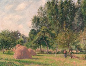 干し草の山、朝、エラニー、1899年。 作： Camille Jacob Pissarro