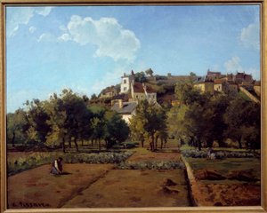 ポントワーズのエルミタージュ。カミーユ・ピサロ（1830-1903）の絵画 作： Camille Jacob Pissarro