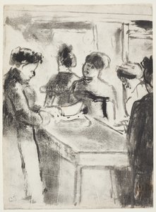 La Charcuterie（The Pork Butcher）1895（凹版インクで手彩色されたモノタイプ） 作： Camille Jacob Pissarro
