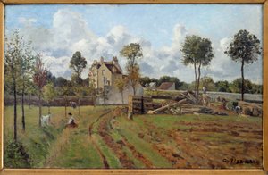 風景。ルーヴシエンヌの眺め。カミーユ・ピサロ（1830-1903）による絵画 1872年 日。0,51x0,81 m パリ、オルセー美術館 作： Camille Jacob Pissarro