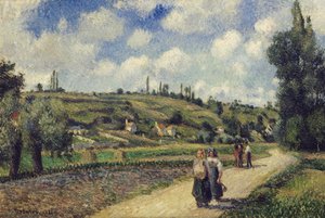 ポントワーズ近郊の風景、オーヴェール街道、1881年 作： カミーユ・ピサロ