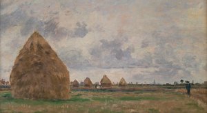 干し草のある風景 作： Camille Pissarro