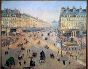 オペラ座の通り、ソレイユ、冬のマチネー（1898年、パリ） カミーユ・ピサロ（1830-1903）による絵画 1898年日 0,73x0,91 m ランス、ボザール美術館（Musee des Beaux Arts 作： Camille Jacob Pissarro