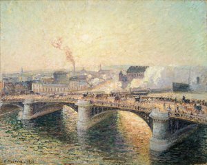Le Pont Boieldieu、Rouen、Soleil Couchant [日没時の Pont Boieldieu]、1896 年。 作： Camille Pissarro