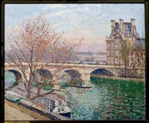 ポン・ロワイヤルと花のパヴィヨン カミーユ・ピサロ（1830-1903）の絵画 1903年 日 0,54x0,65 m パリ、ペトロ・パレ美術館 作： Camille Jacob Pissarro