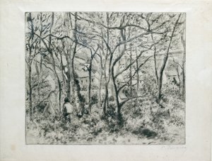 木の下の風景、エルミタージュ・ポントワーズ、1879年 作： Camille Pissarro