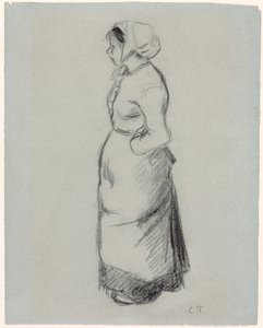 「農民の少女」、1890 作： Camille Pissarro