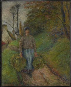 2 つの干し草の束を運ぶ農民の女性 ウィキデータで編集 作： Camille Pissarro