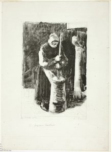 牛乳をかき回す農民の女性 作： Camille Pissarro
