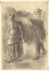 干し草を運ぶ農民 干し草を運ぶ農民、1900 年。 作： Camille Pissarro
