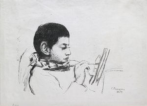 ルシアン・ピサロの肖像、1874年 作： Camille Pissarro