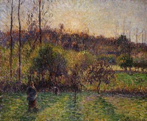 1894 年、エラニーで昇る太陽。 作： Camille Pissarro