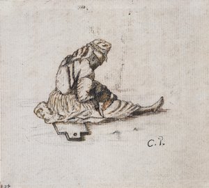 縫い付けられた女性の座像の習作 1852年  
