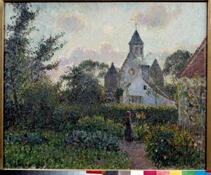 ベルギーのノッケ教会 カミーユ・ピサロ（1830-1903）の絵画 1894年 日。0.54 x 0.65 m パリ、オルセー美術館 作： Camille Jacob Pissarro