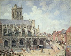 ディエップの聖ジャック教会、朝日 作： Camille Jacob Pissarro