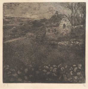 コテージ、1879年。 作： Camille Pissarro