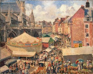 ディエップの市、晴れた朝」、1901年。 作： Camille Pissarro