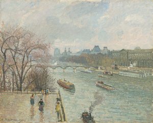 ルーヴル美術館、午後、雨天（ファーストシリーズ） 作： Camille Pissarro