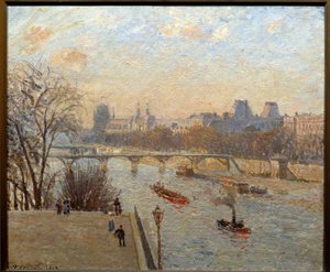 パリのルーヴル美術館とポン・デ・ザール美術館 カミーユ・ピサロ（1830-1903）の絵画 19世紀 ランス、Musee des Beaux Arts 作： Camille Jacob Pissarro