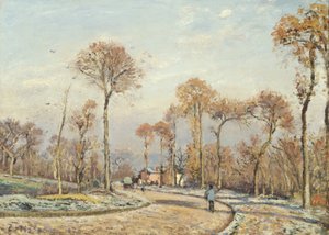 ベルサイユへの道、ルーヴェシエンヌ：モーニングフロスト 作： Camille Jacob Pissarro