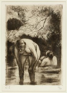 二人の水浴者 作： Camille Pissarro