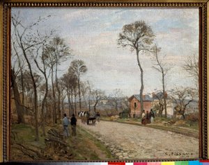 ルーヴシエンヌへの道。カミーユ・ピサロ（1830-1903）の絵 作： Camille Jacob Pissarro