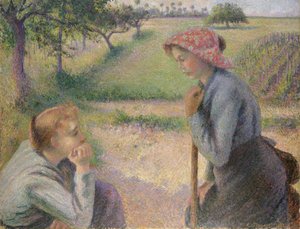 2人の若い農民の女性 作： Camille Jacob Pissarro