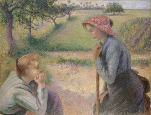 2人の若い農民女性、1891-92年。 作： Camille Jacob Pissarro