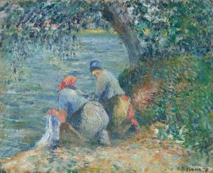 水辺の洗濯婦、ポントワーズ、1878 年。 作： Camille Pissarro