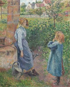 井戸の女と子供、1882年。 作： Camille Pissarro