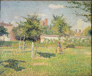 エラグニーの草原の女（またはエラグニーの草原の春の日差し） - 油彩・キャンバス 作： Camille Jacob Pissarro