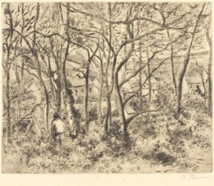 エルミタージュの樹木が茂った風景、ポントワーズ 木の下の風景、エルミタージュ、ポントワーズ、1879年。 作： Camille Pissarro